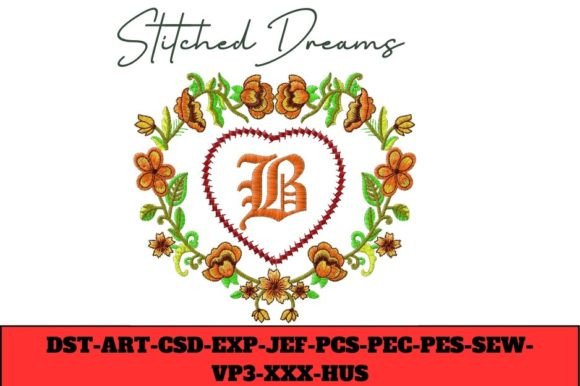 Charming Floral Heart Letter B Design