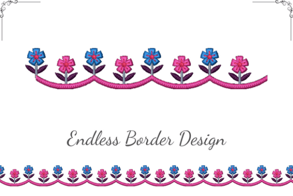 Cute Floral Border: A Charming Embroidery Design