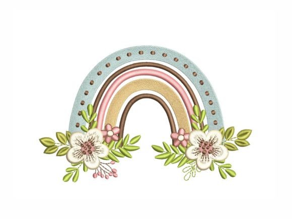 Cute Floral Rainbow for Charming Nursery Embroidery