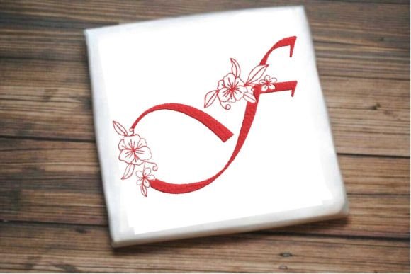 Elegant F Floral Monogram Letter for Embroidery