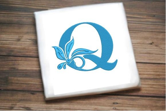 Elegant Floral Alphabet Letter Q Embroidery