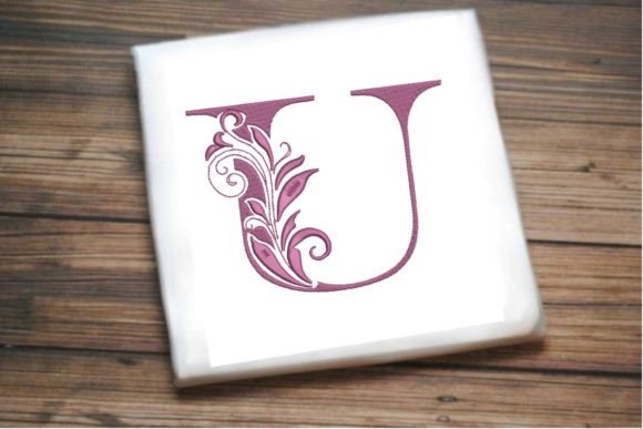 Elegant Floral Alphabet Letter U for Custom Apparel