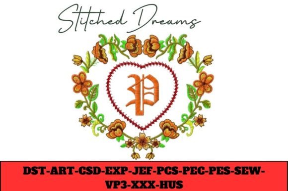 Elegant Floral Heart Letter P for Custom Creations