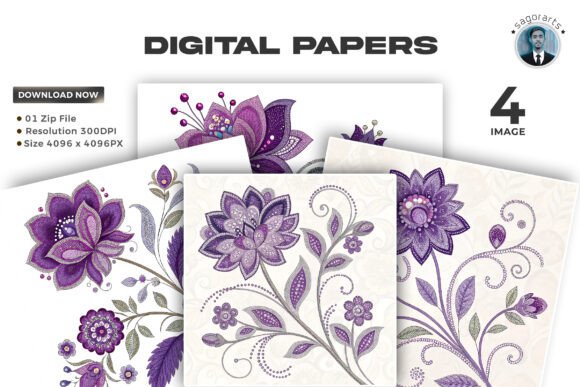 Explore the Charm of Purple Crystal Floral Embroidery