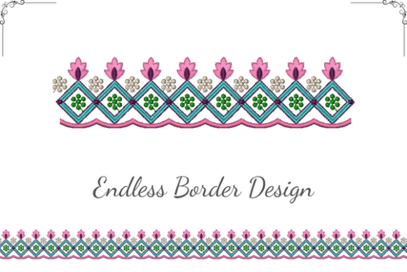 Floral Geometric Border: A Versatile Embroidery Design