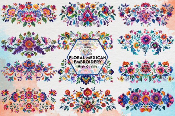 Floral Mexican Embroidery Clipart PNG: A Vibrant Addition