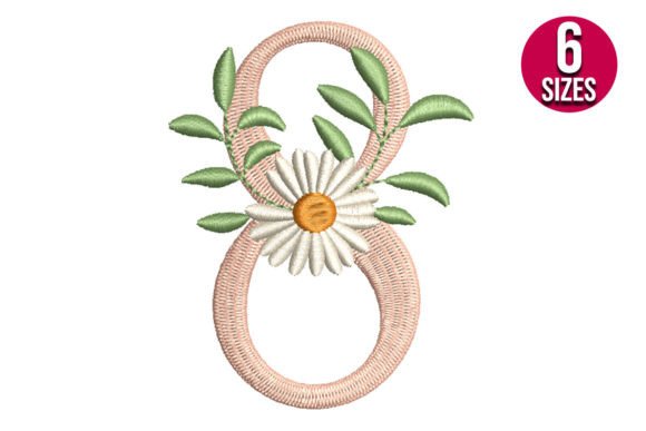 Floral Number Eight: A Charming Embroidery Design