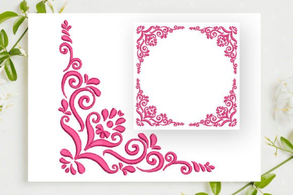 Floral Ornament Corner Border: A Versatile Embroidery Design